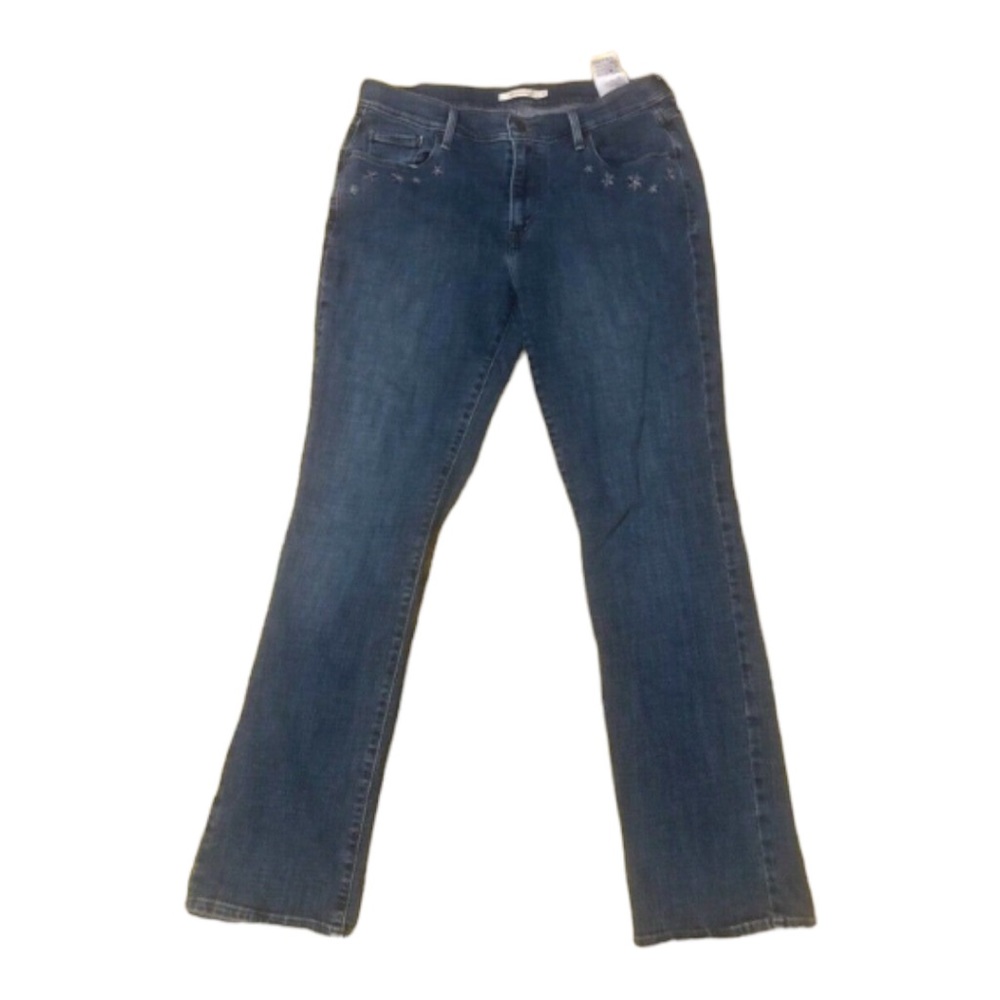 Beautiful Levi's Womens Blue 505 Dark Wash Flat Front Straig